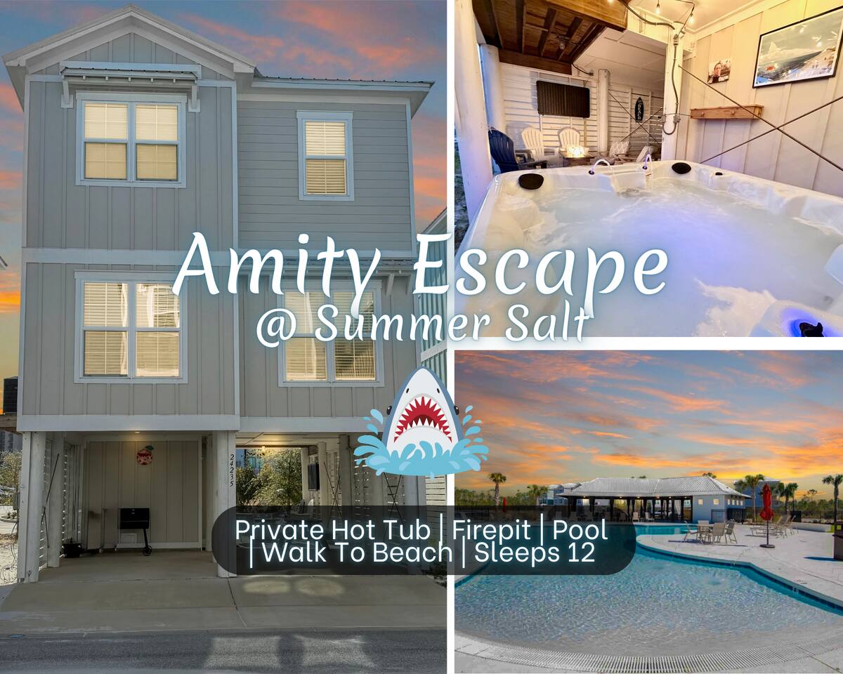 Private Hot Tub*Walk 2 Beach*Pool*Firepit*3BR Home