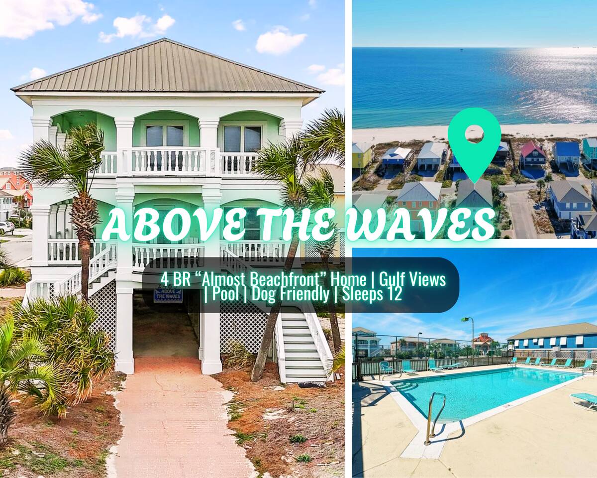 "Above The Waves" | Steps To Beach, Gulf Views, Pool, Dog Friendly, 4BR, Sleeps 12