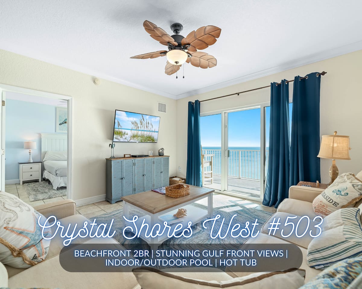 "Crystal Shores West #503" | Beachfront 2BR | Stunning Gulf Views | Outdoor Pool + Indoor Heated Pool & Hot Tub | Sleeps 6