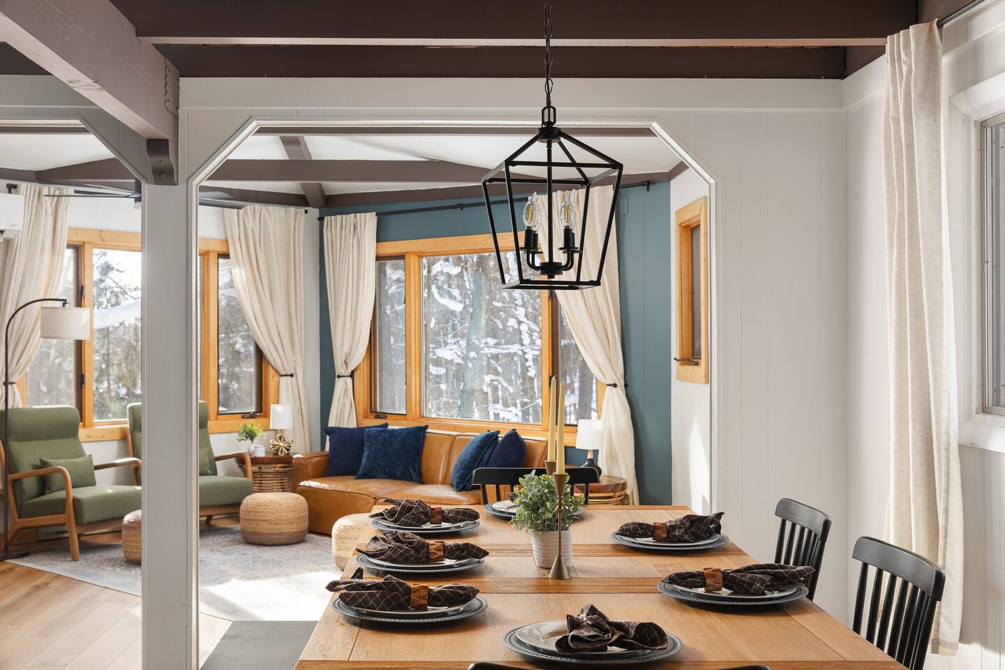 Dining table with forest views