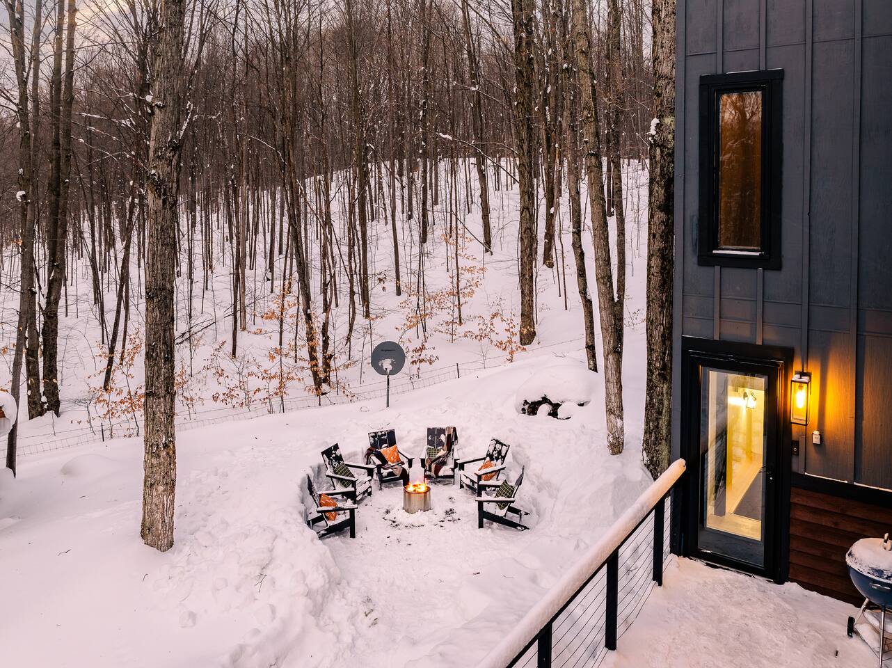 Fire pit area at night