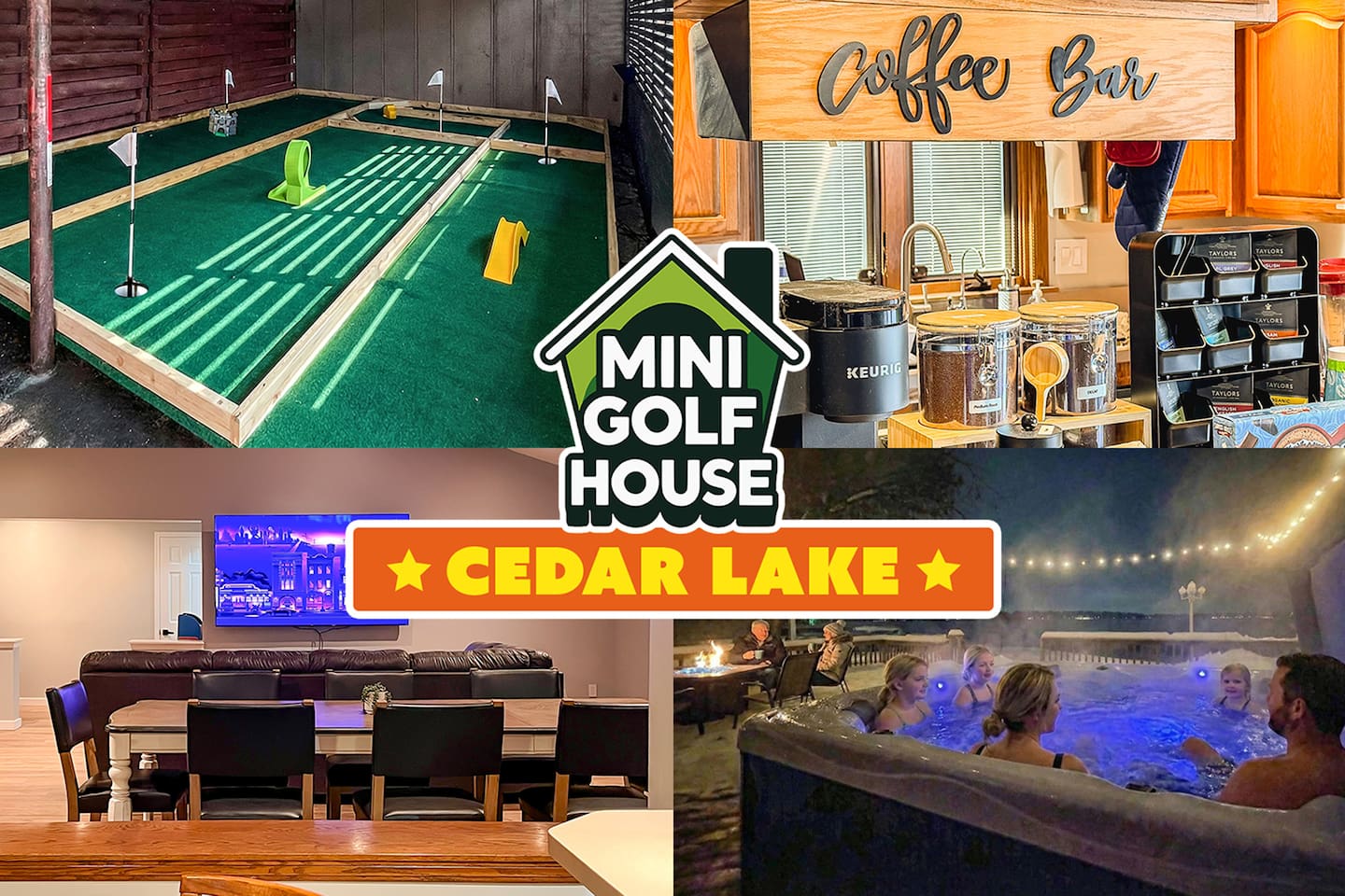 Lakefront Hot Tub Relaxing Getaway MiniGolfHouse