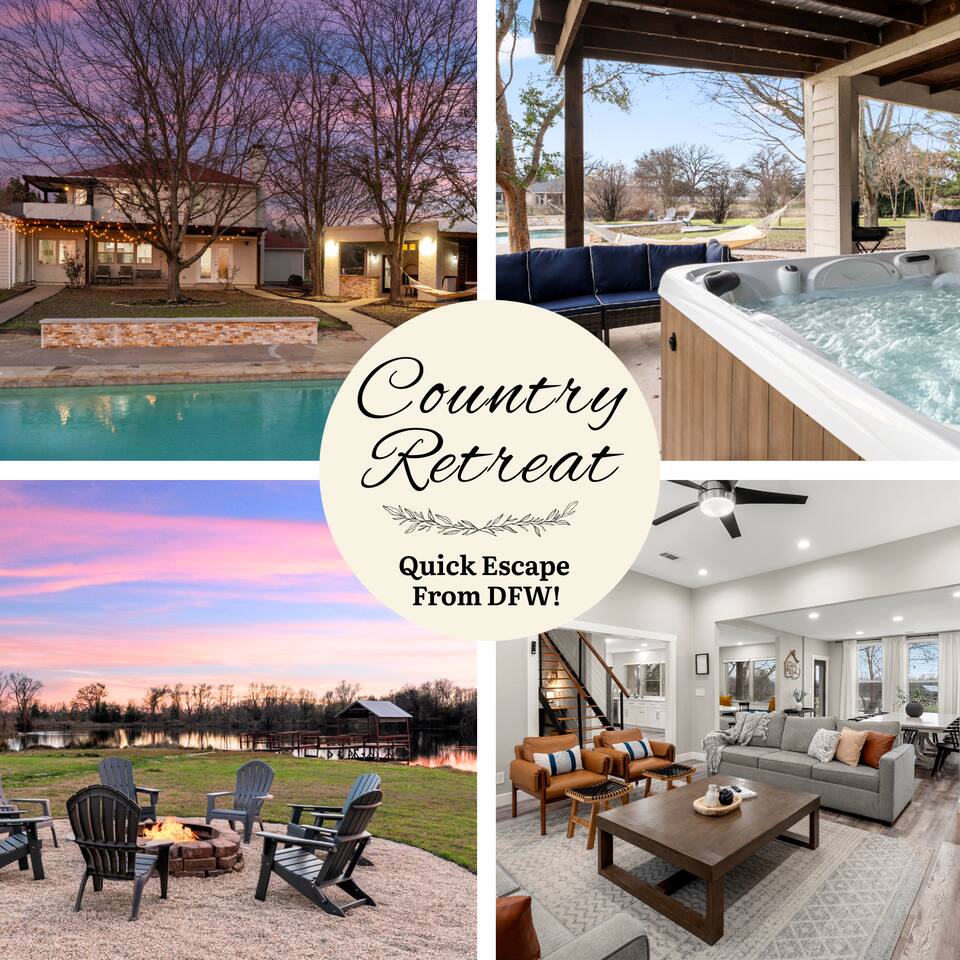 Getaway from Dallas! Pool+Hot Tub+Fire Pit! 15Gsts