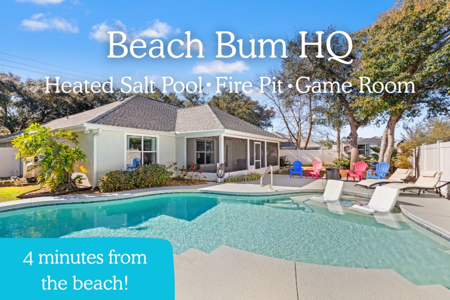 Heated Pool • Fire Pit • Game Room • Fenced Yard