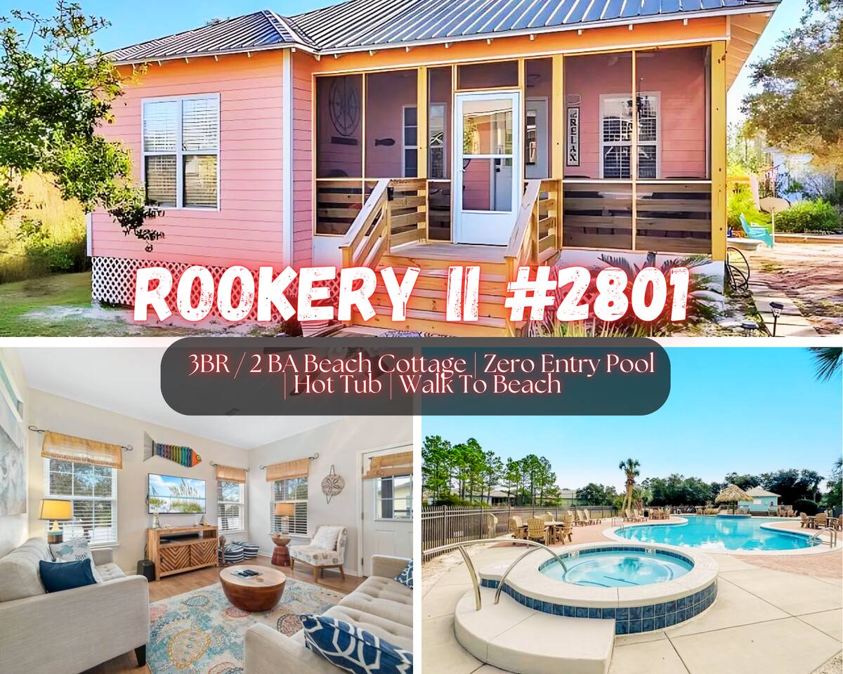 "The Rookery II #2801" | Cute 3BR Beach Cottage*Pool*Hot Tub*Walk To Beach*Golf Cart Friendly