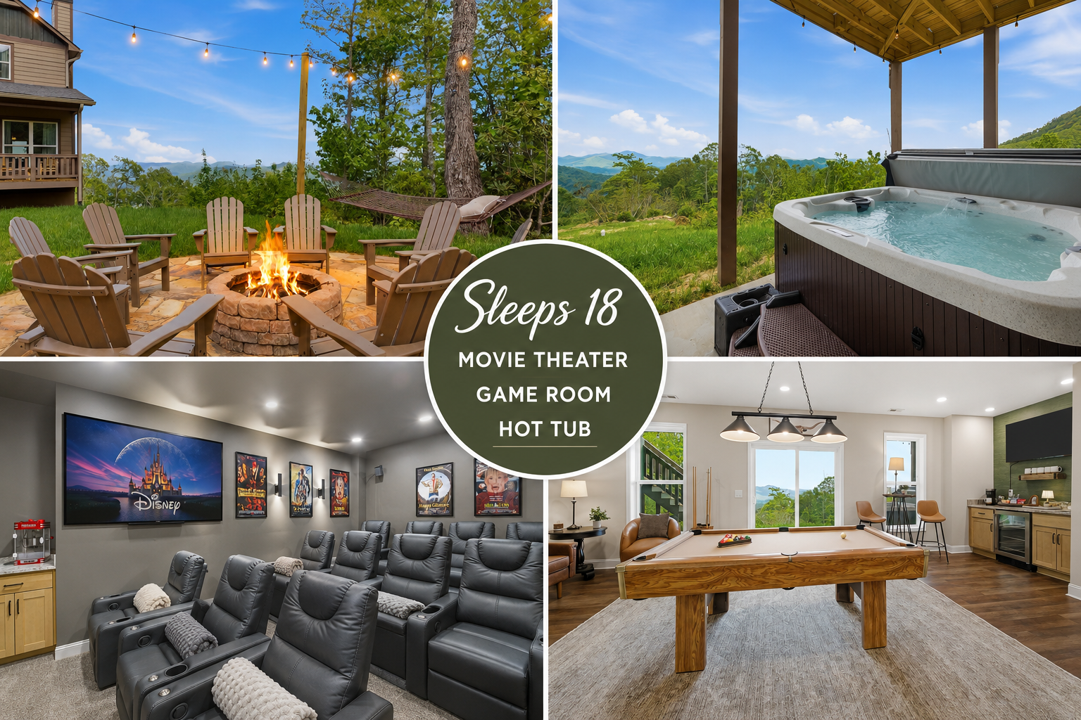 Luxury 6BR Sleeps 18 | Hot Tub, Theater, Game Room