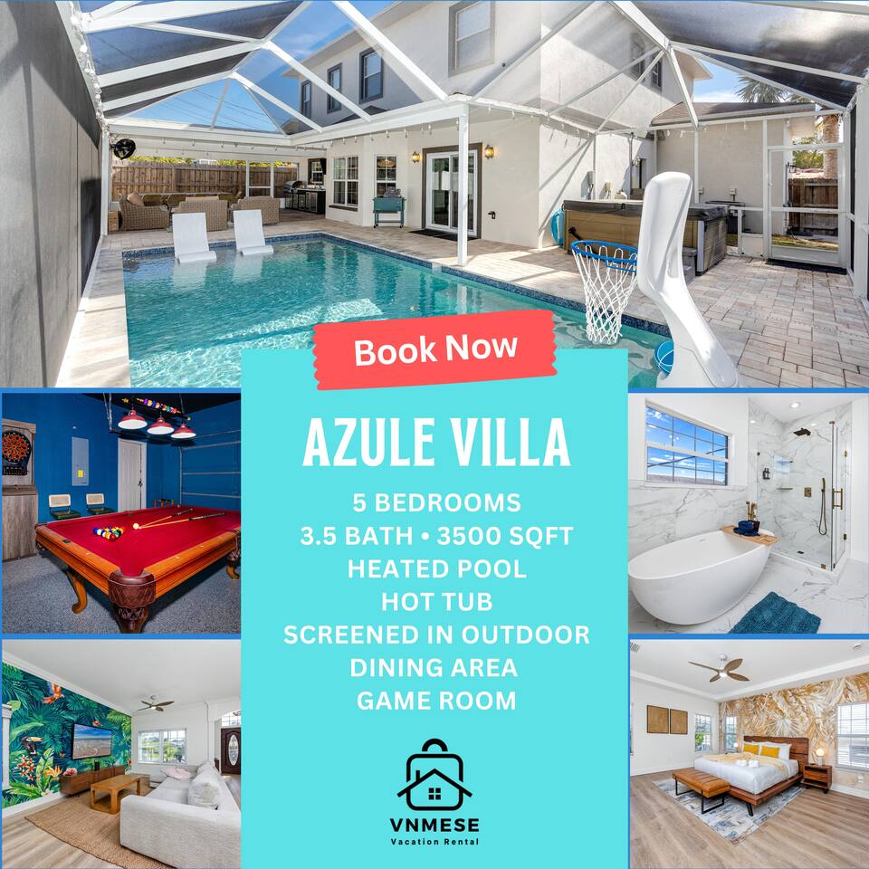 The Azure Villa 5br 3.5 bath heated pool hot tub - Holiday Home