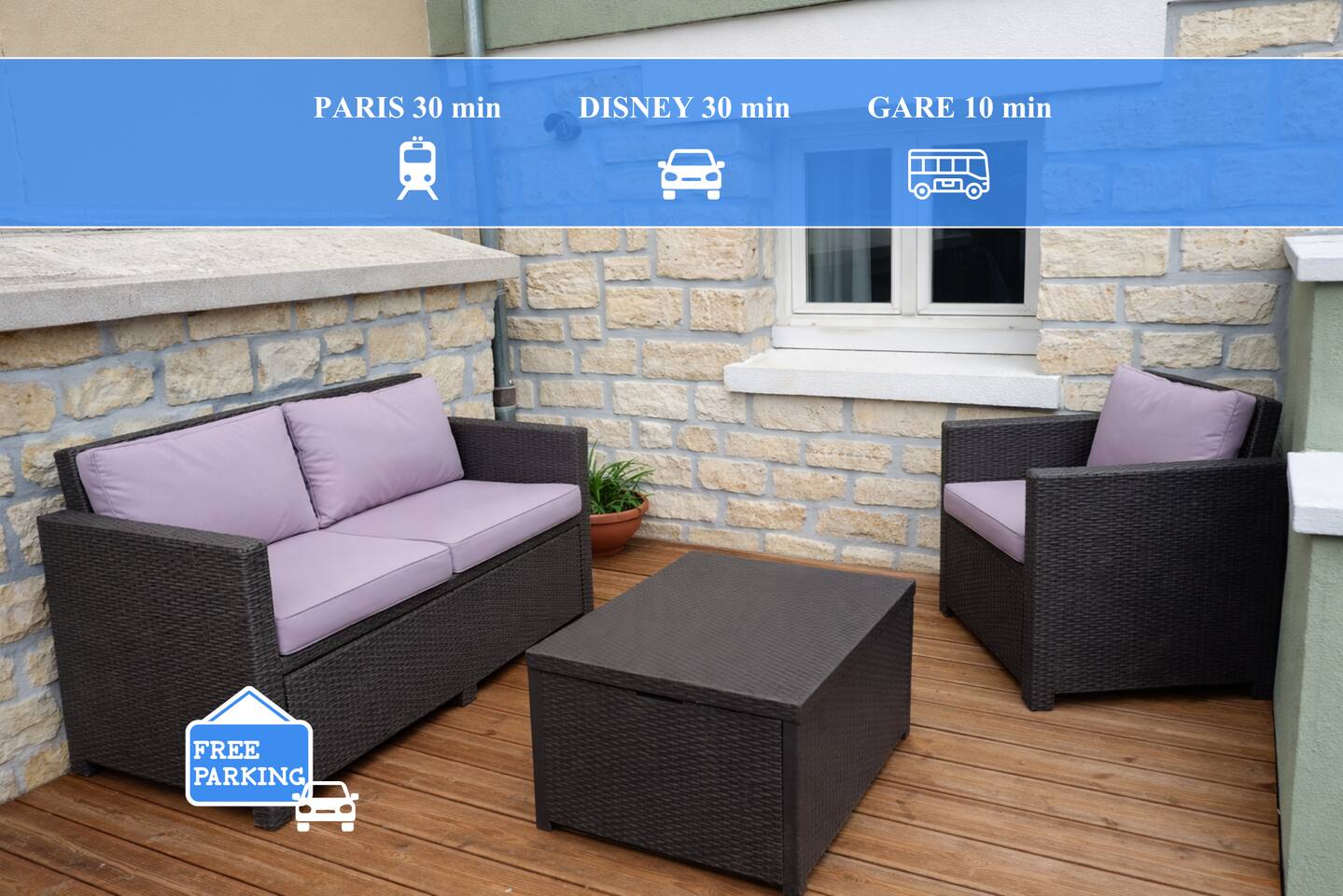 F2 calme et cozy - terrasse, fibre et proche RER