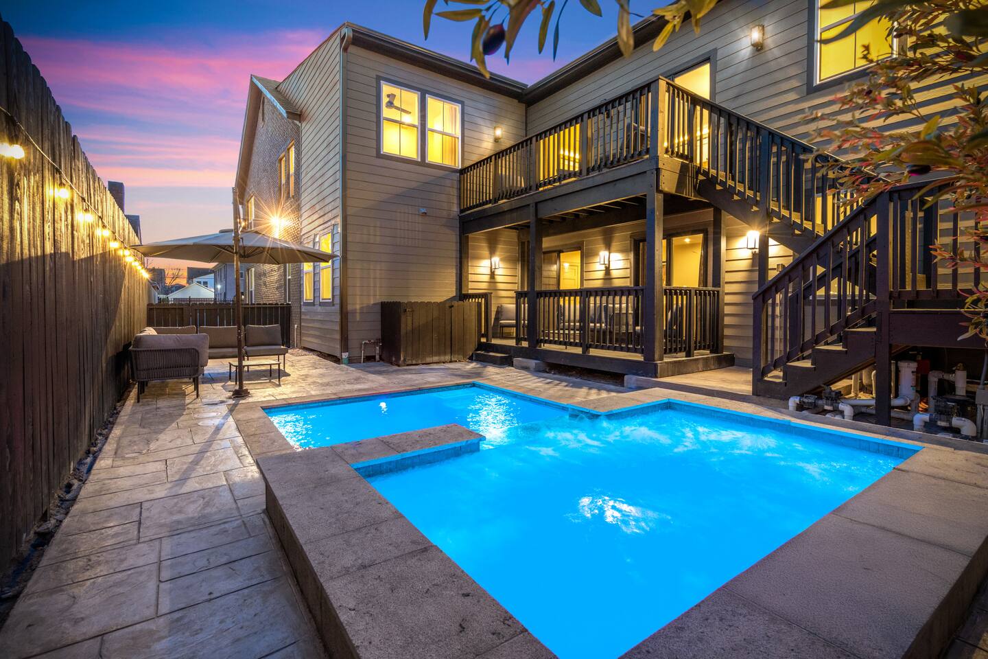 End a cool Houston evening with a warm soak and soothing massage jets in your private spa.