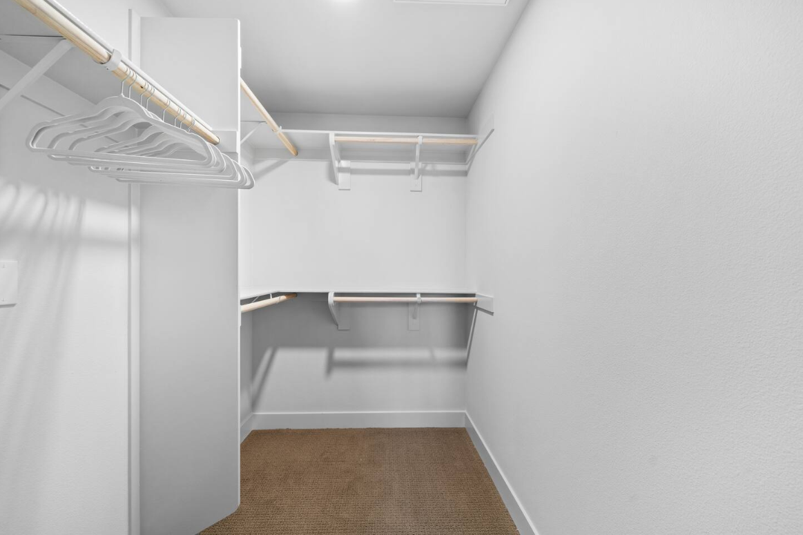 Spacious walk-in closet with ample hanging space and shelving