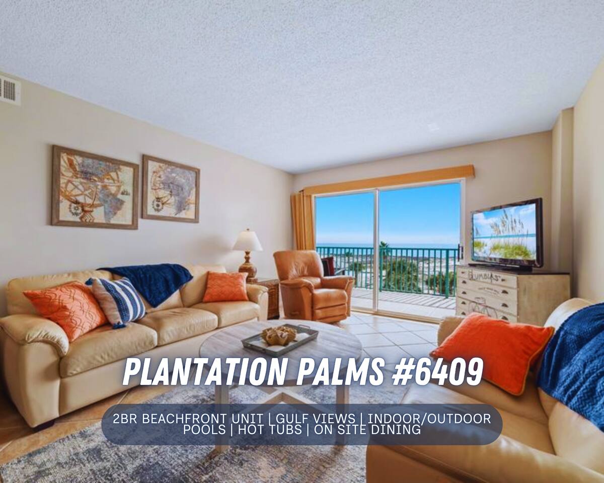 "Plantation Palms #6409" | Beachfront 2BR | Indoor/Outdoor Pools + Hot Tub | Amenities Galore | On Site Dining | Sleeps 6