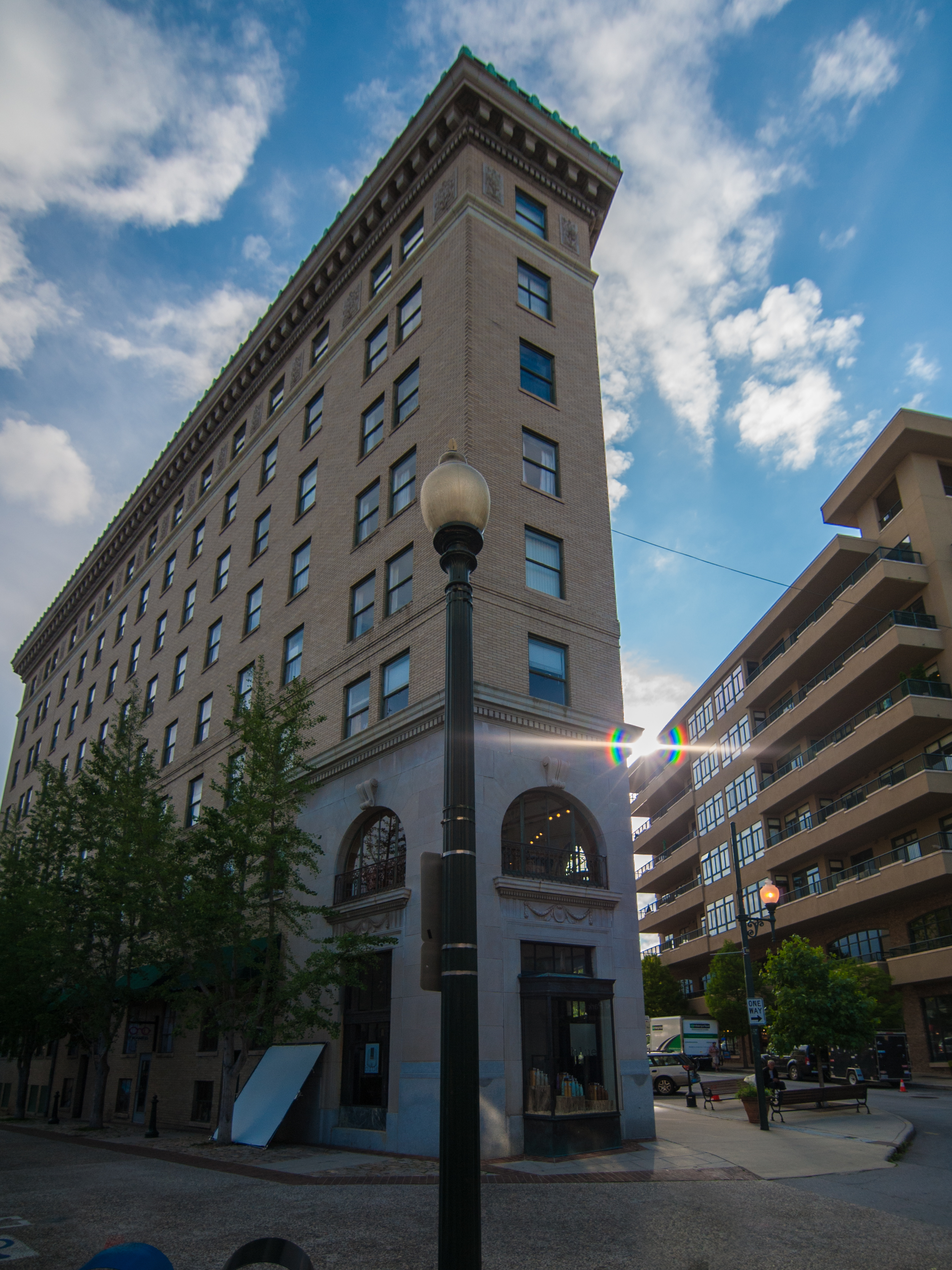 Historic downtown building with classic architecture and walkable city charm