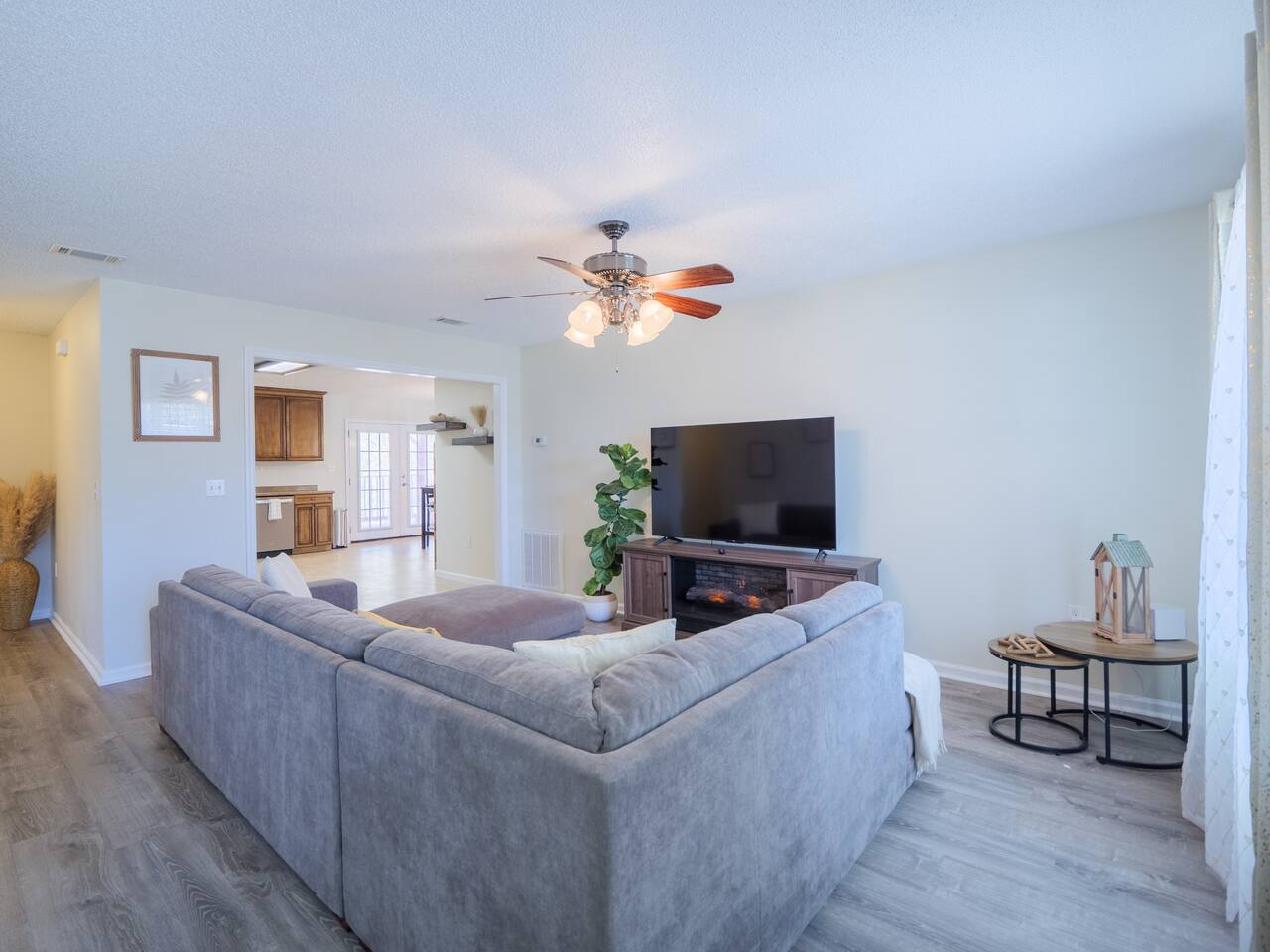 Living room sectional and TV