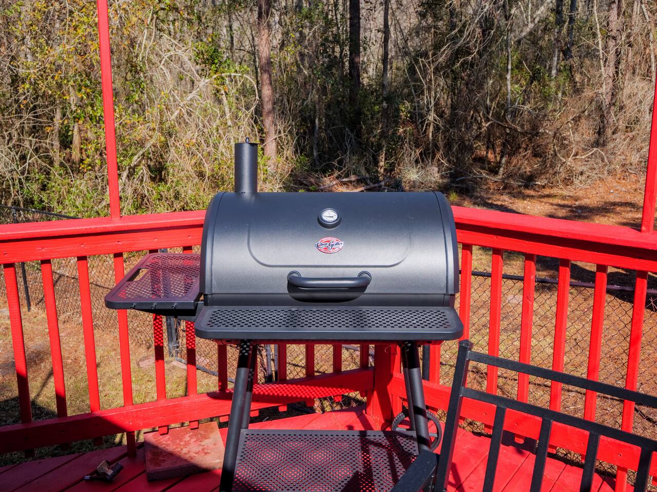 Charcoal grill on the back deck