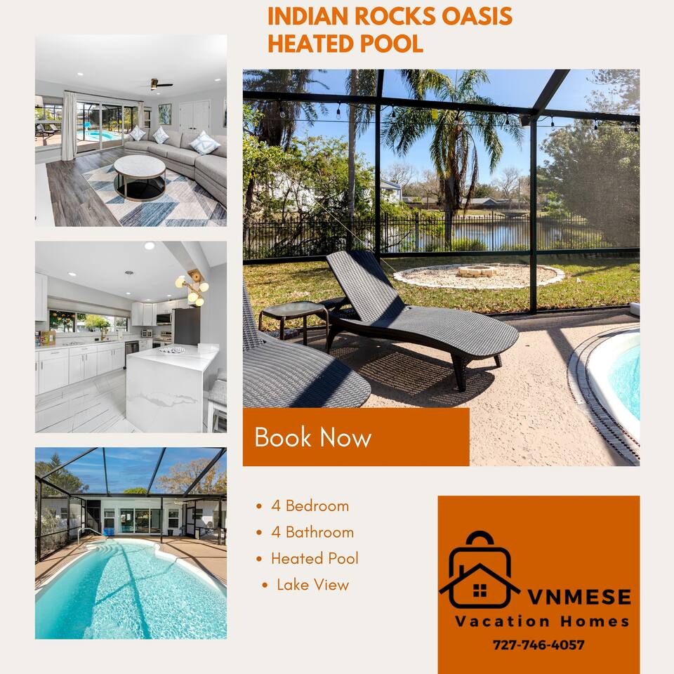 Indian Rocks Oasis Heated Pool 4bedroom 4 bath