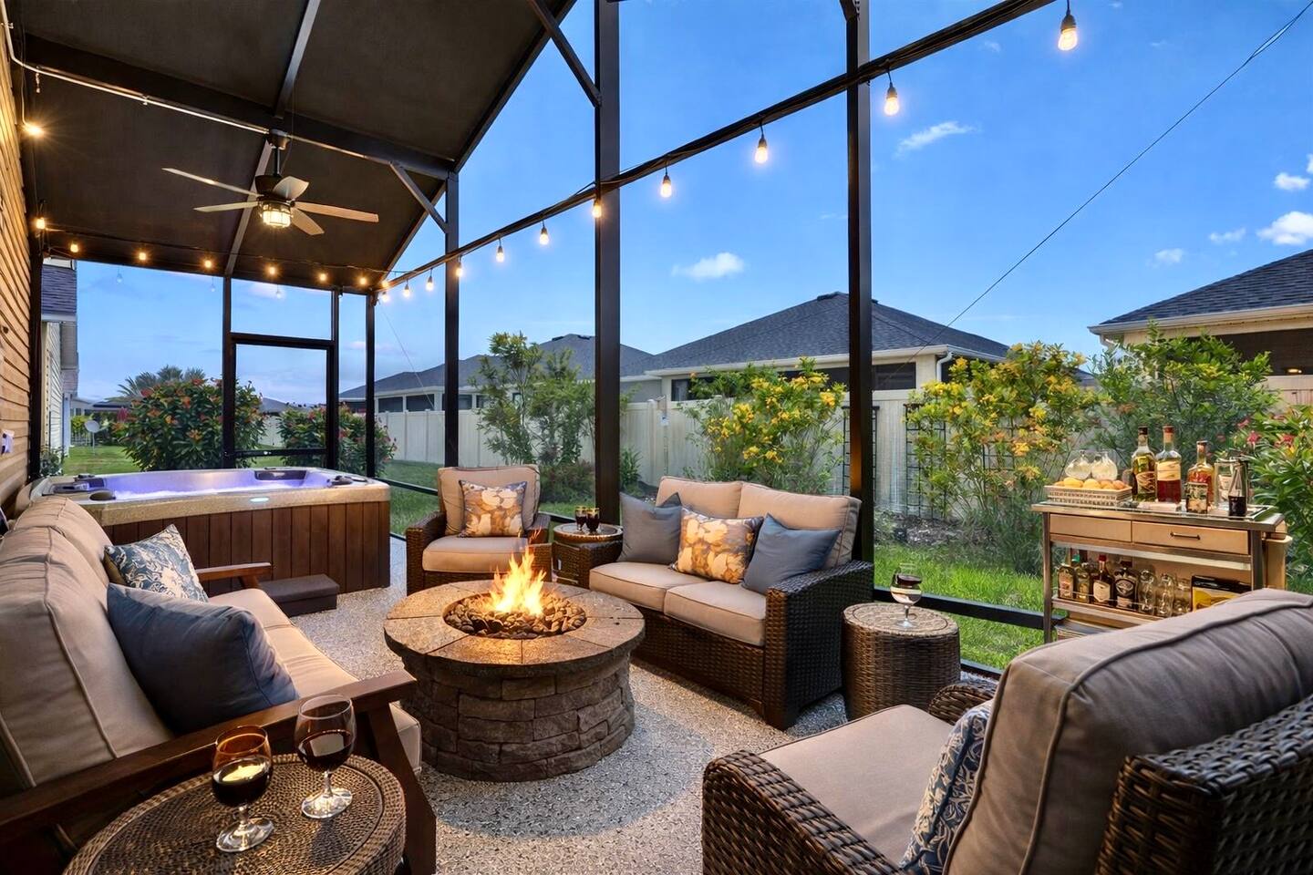 Charming Garden Villa with Hot Tub and Golf Cart