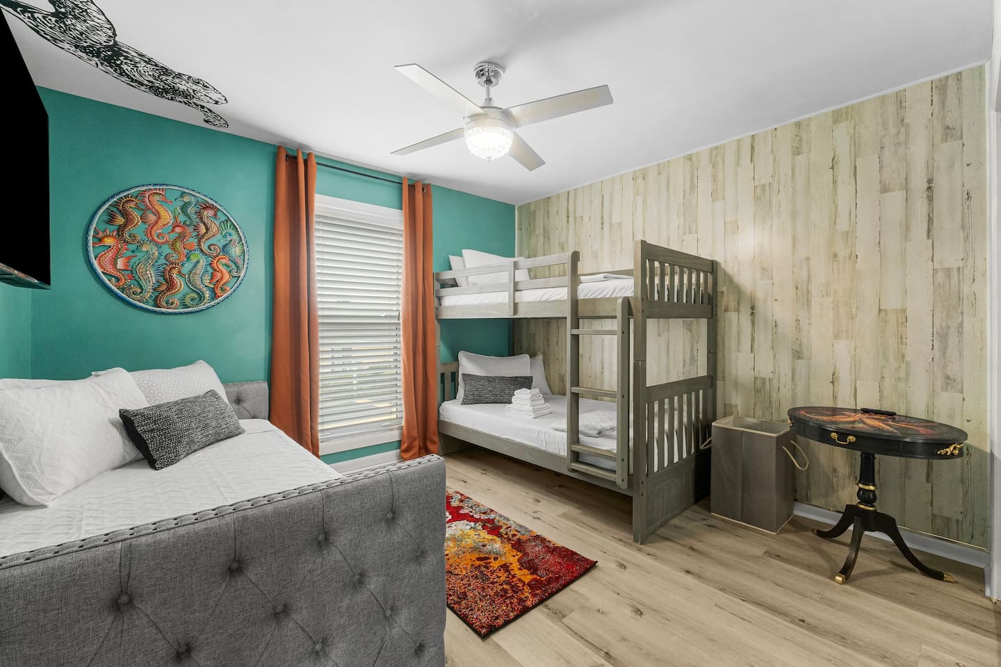 The other main floor bedroom features a twin bunkbed, a day bed, and a trundle bed. Sleep four in this room.