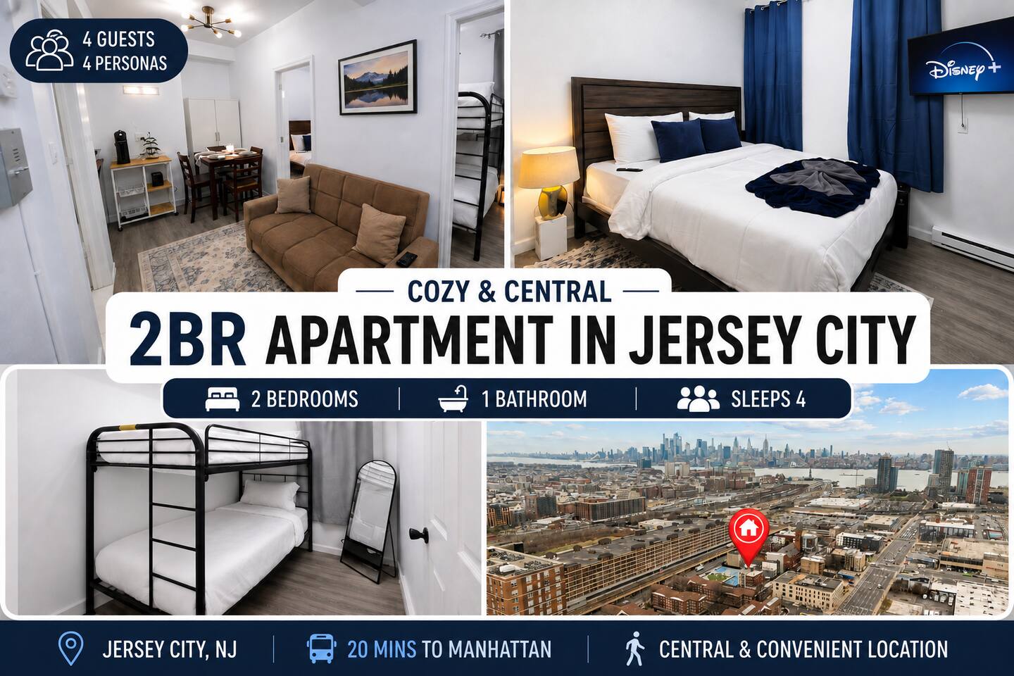JC Central | Stylish Stay Near Manhattan / Metlife