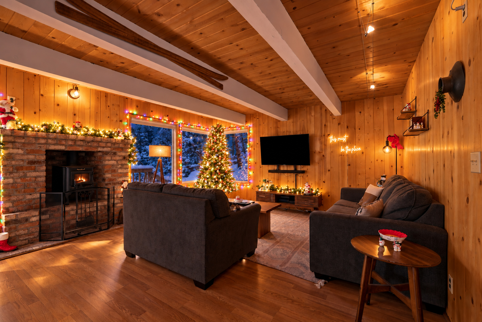 The Christmas Cabin | Sled Hill & Fireplace