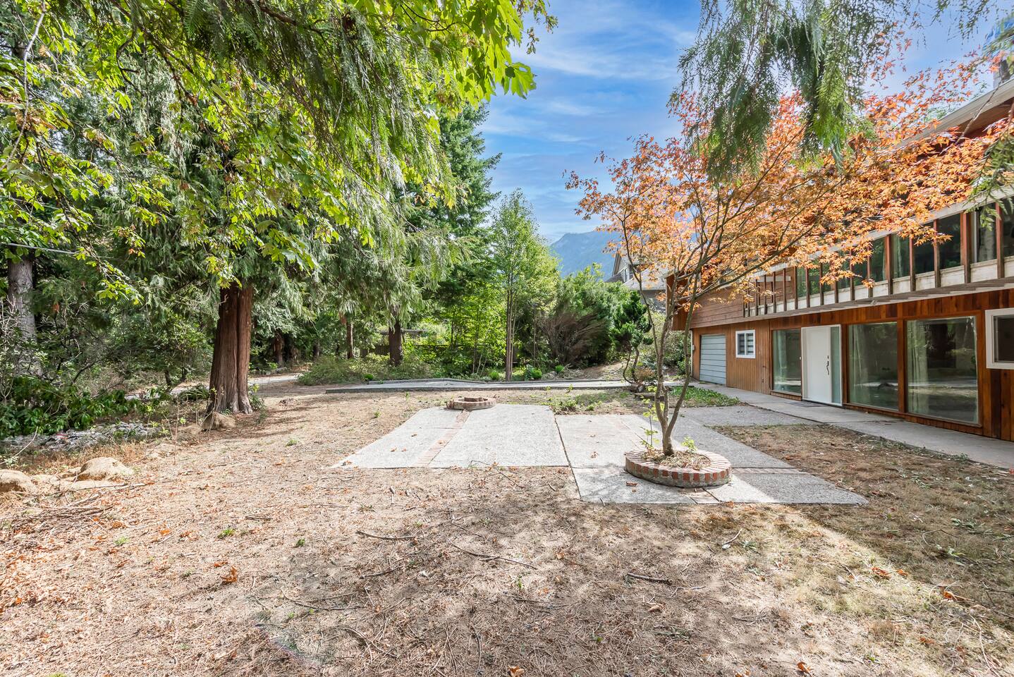 Aerial riverfront villa landscape view