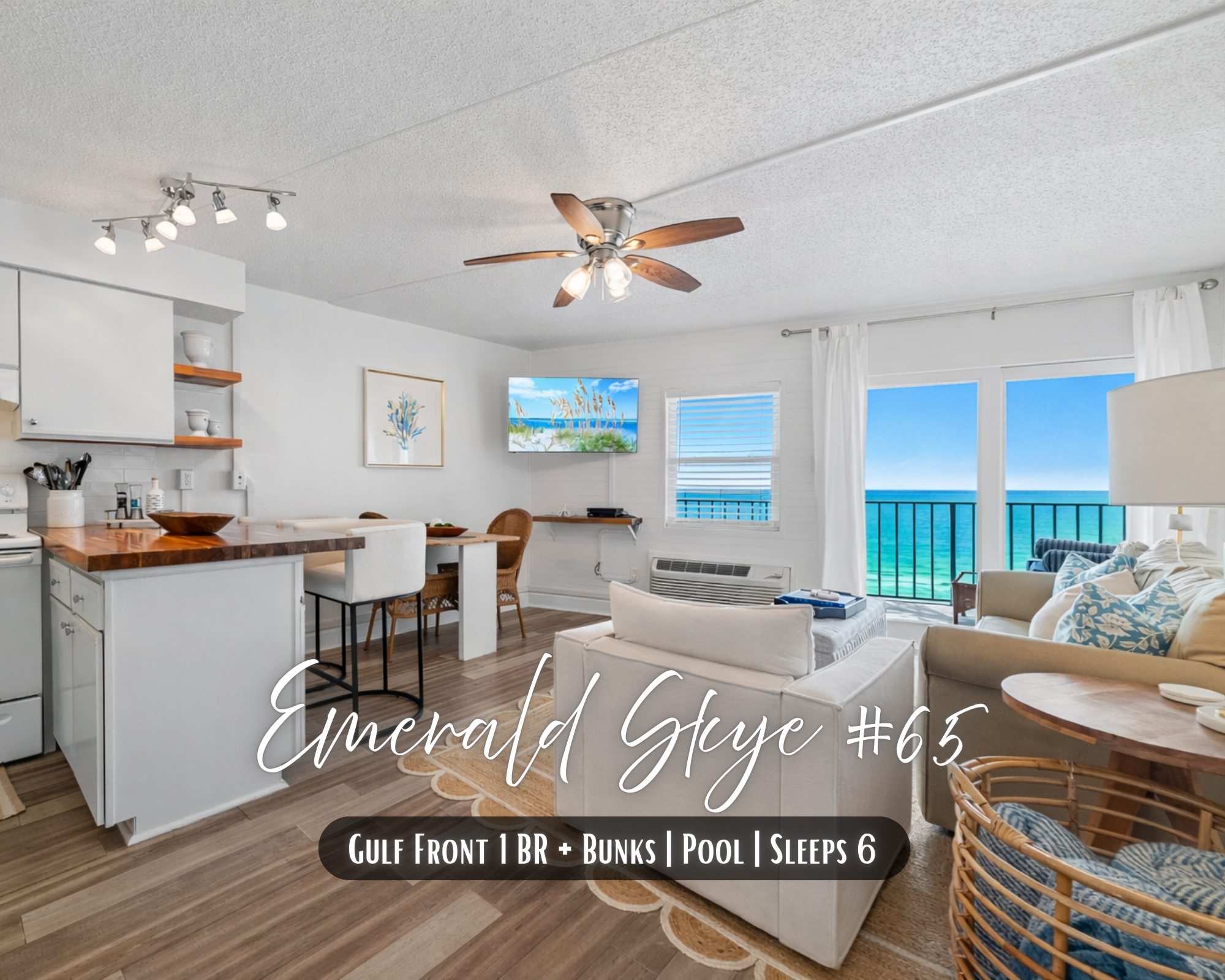 "Emerald Skye "65" | Beachfront 1BR + Bunks*Unmatched Gulf Views*Pool*Gym*Sleeps 6