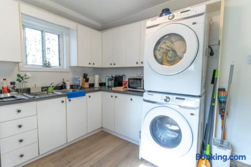 Bright kitchen with in-unit laundry and plenty of cabinet space