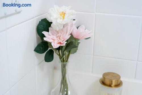 Fresh floral detail adds a bright, welcoming touch to the space