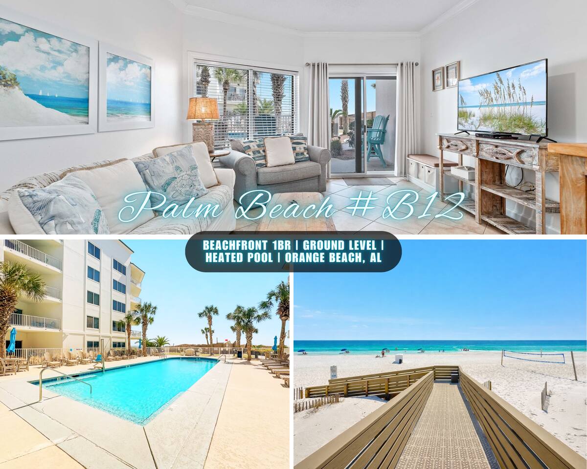 "Palm Beach #B12" | Beachfront 1BR | Ground Level | Pool & Gulf Views | Heated Pools | Gym | Sleeps 4