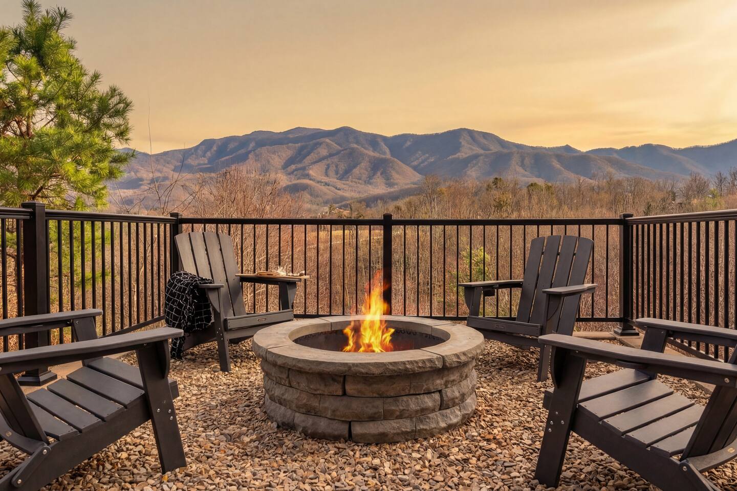 Chalet Village. View of Mt LeConte. Game room.