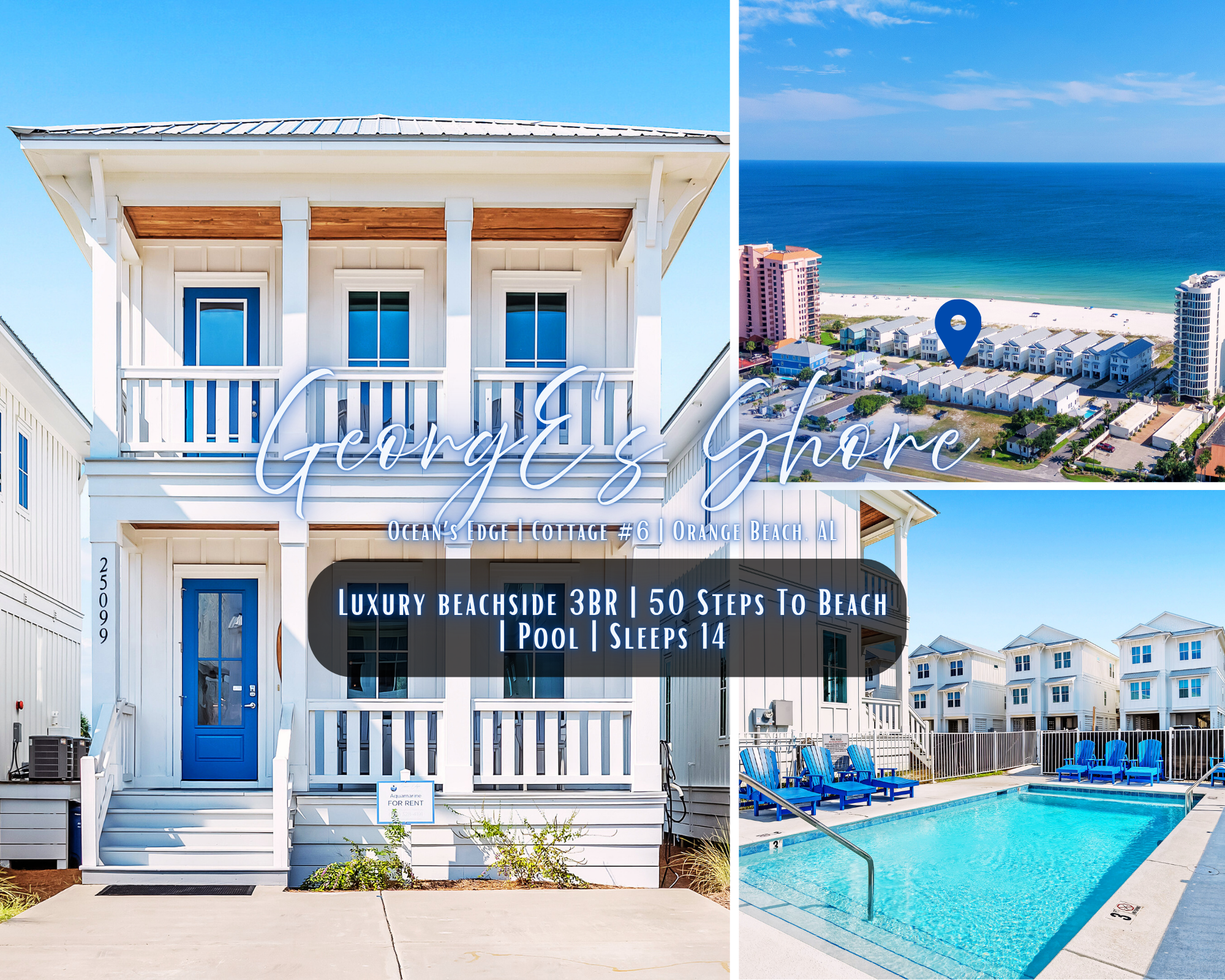 "GeorgE's Shore" | Ocean's Edge #6 | Luxury Beachside 3BR Home | Pool | 50 Steps To Beach | Gulf Views | Sleeps 14 | Dog Friendly