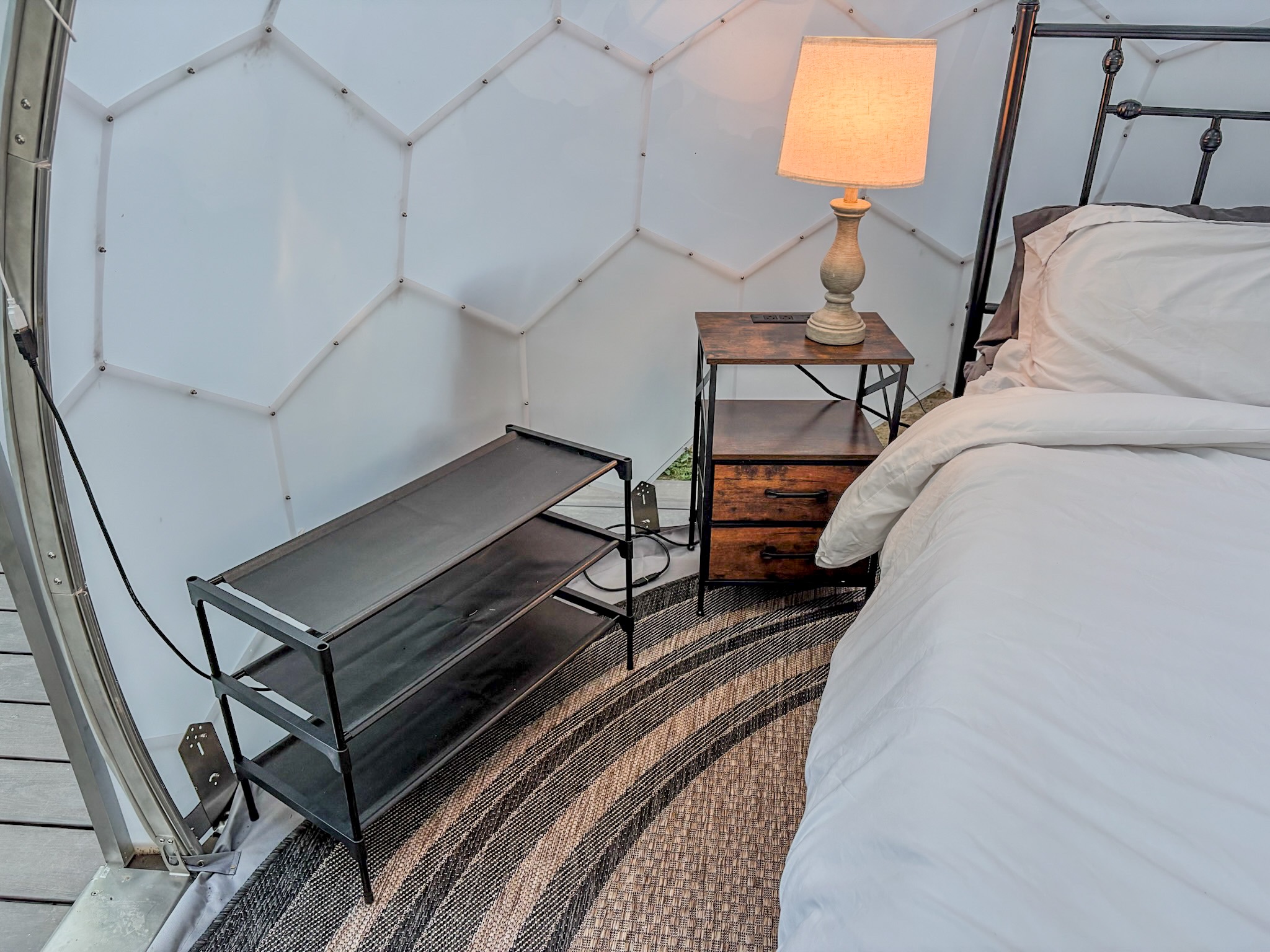 Cozy dome bedroom with stylish lighting and unique modern design