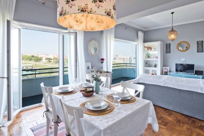 The living room & dining room table.