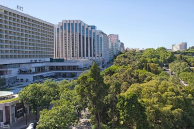 View from the balcony over Eduardo VII park and the Ritz Hotel.