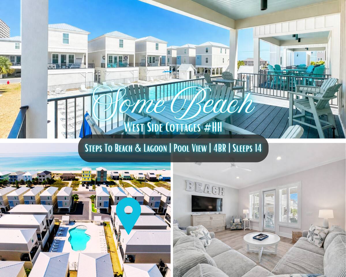 "Some Beach" West Side Cottages HH | Steps To Beach & Lagoon | Pool & Pocket Gulf Views | Fishing Pier | 4BR | Sleeps 14