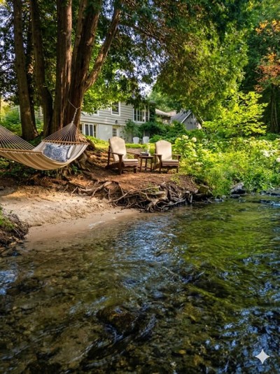 River Road Retreat Horning's Mills Mulmur sauna cold plunge Nottawasaga River sleeps 6