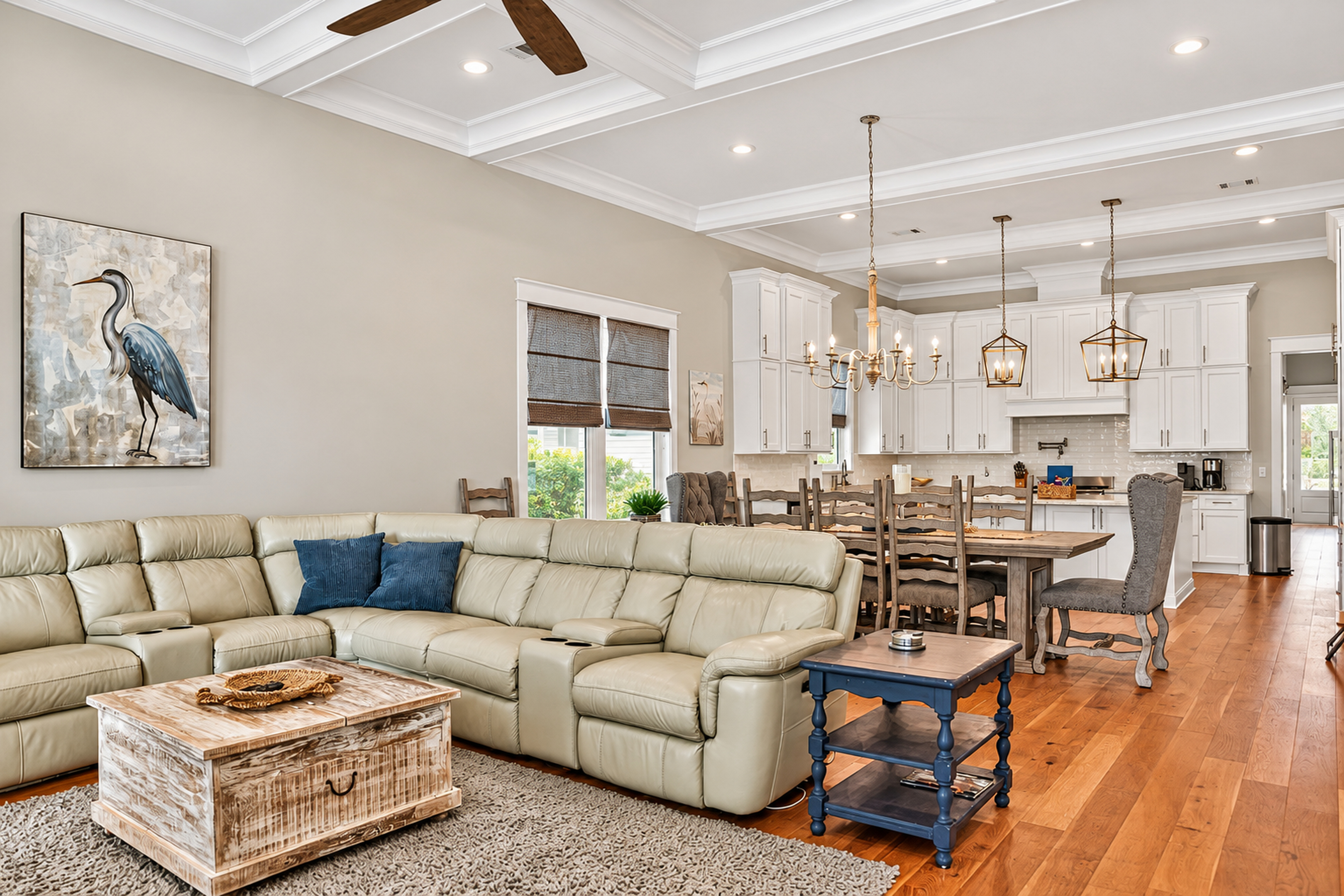 Spacious open living area with gourmet kitchen and elegant finishes