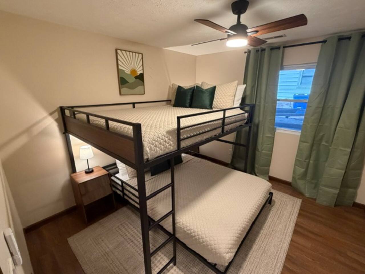 Queen-over-queen bunk room