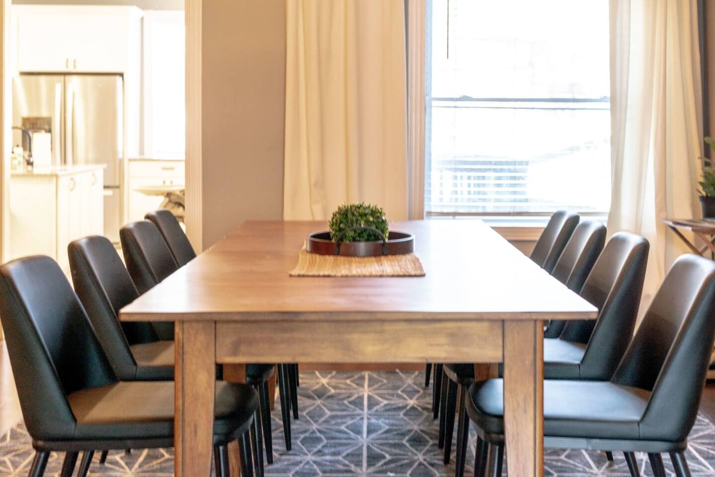 The elegant dining room with seating for eight