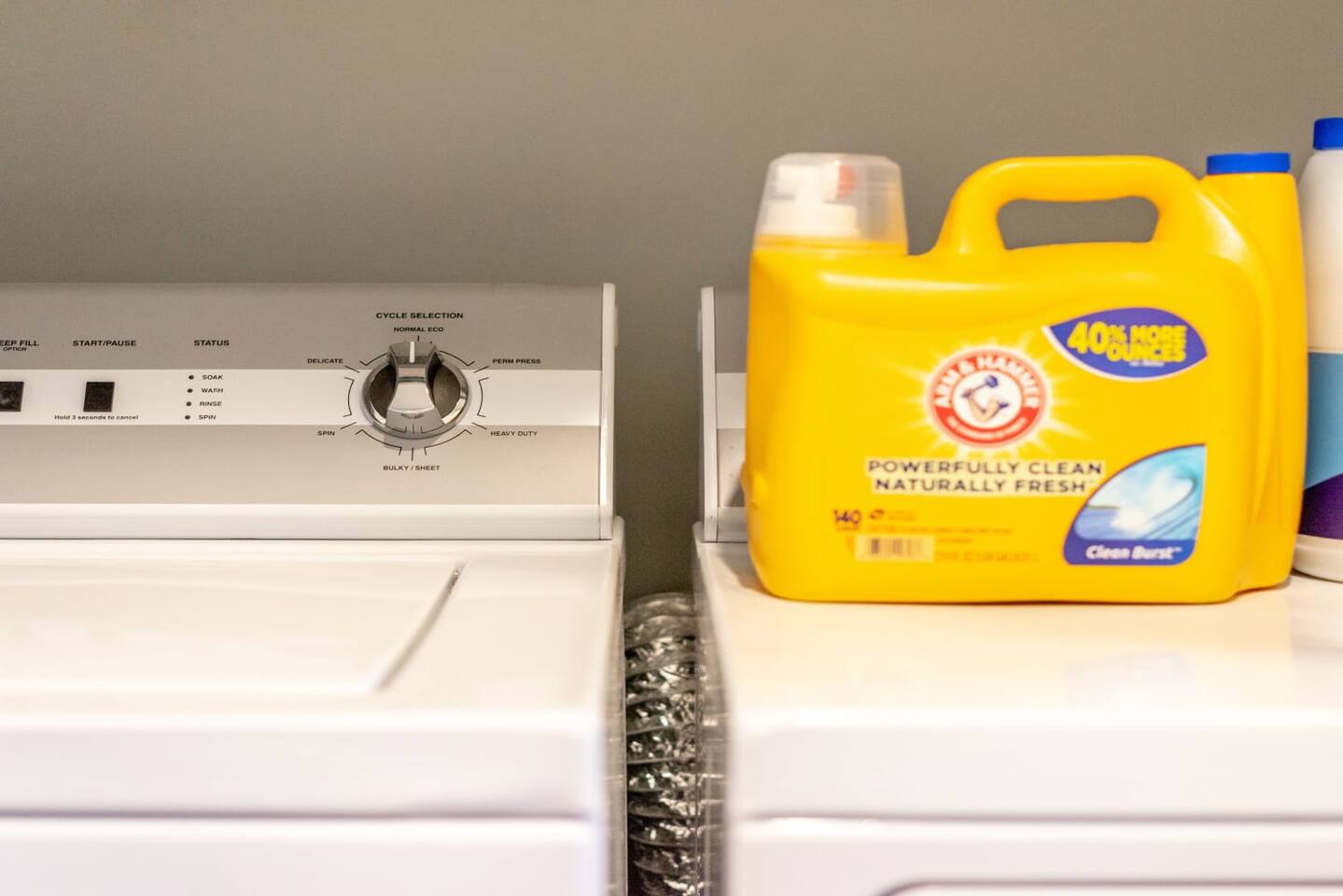 Guests have access to the laundry nook with a washing machine and dryer and complimentary detergent