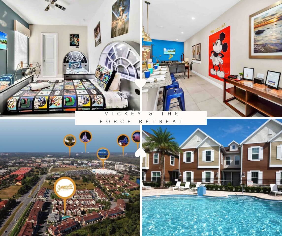 Mickey-StarWars-4BR Poolside Villa 1 mi to Disney!