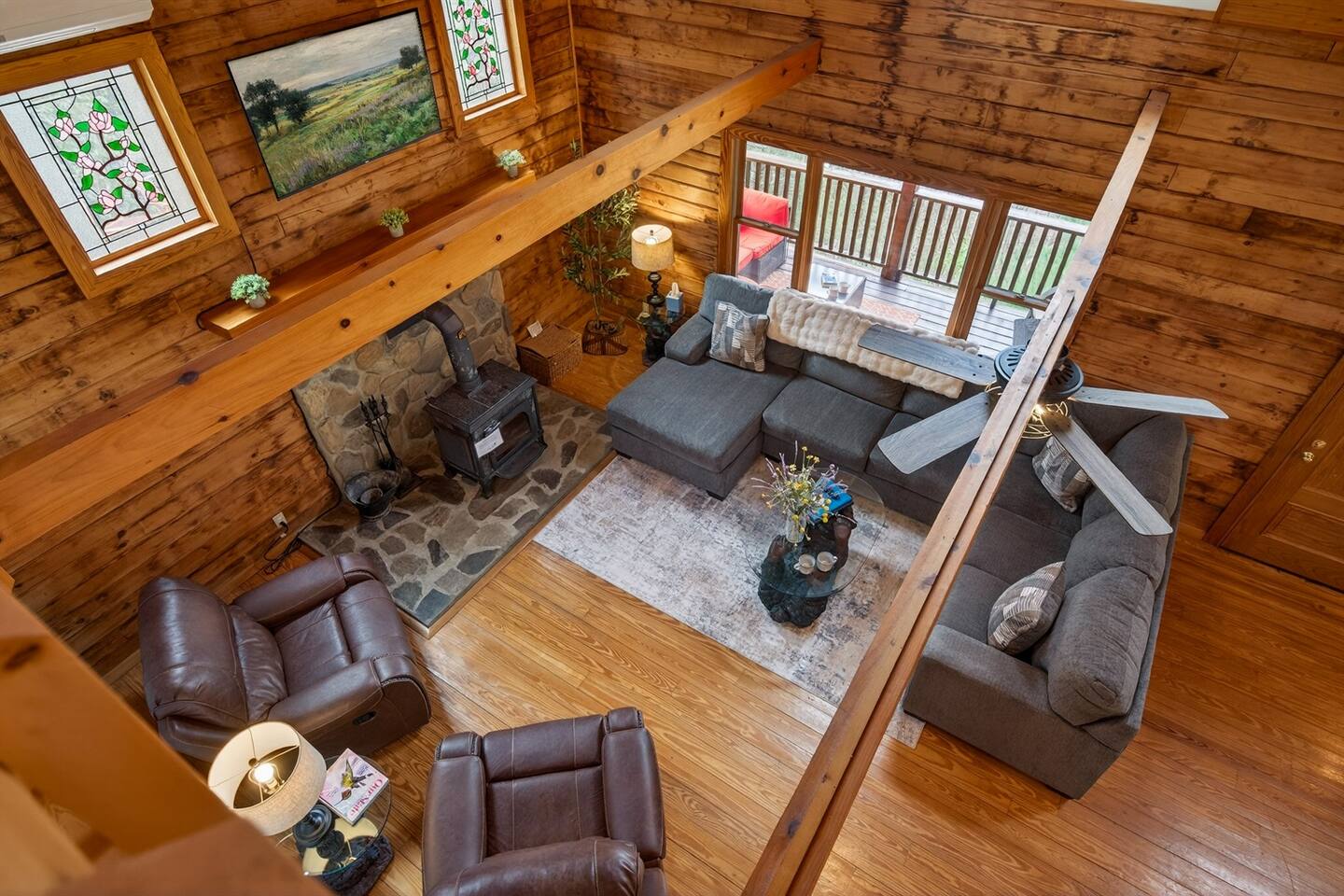 View from the loft to see who's awake.