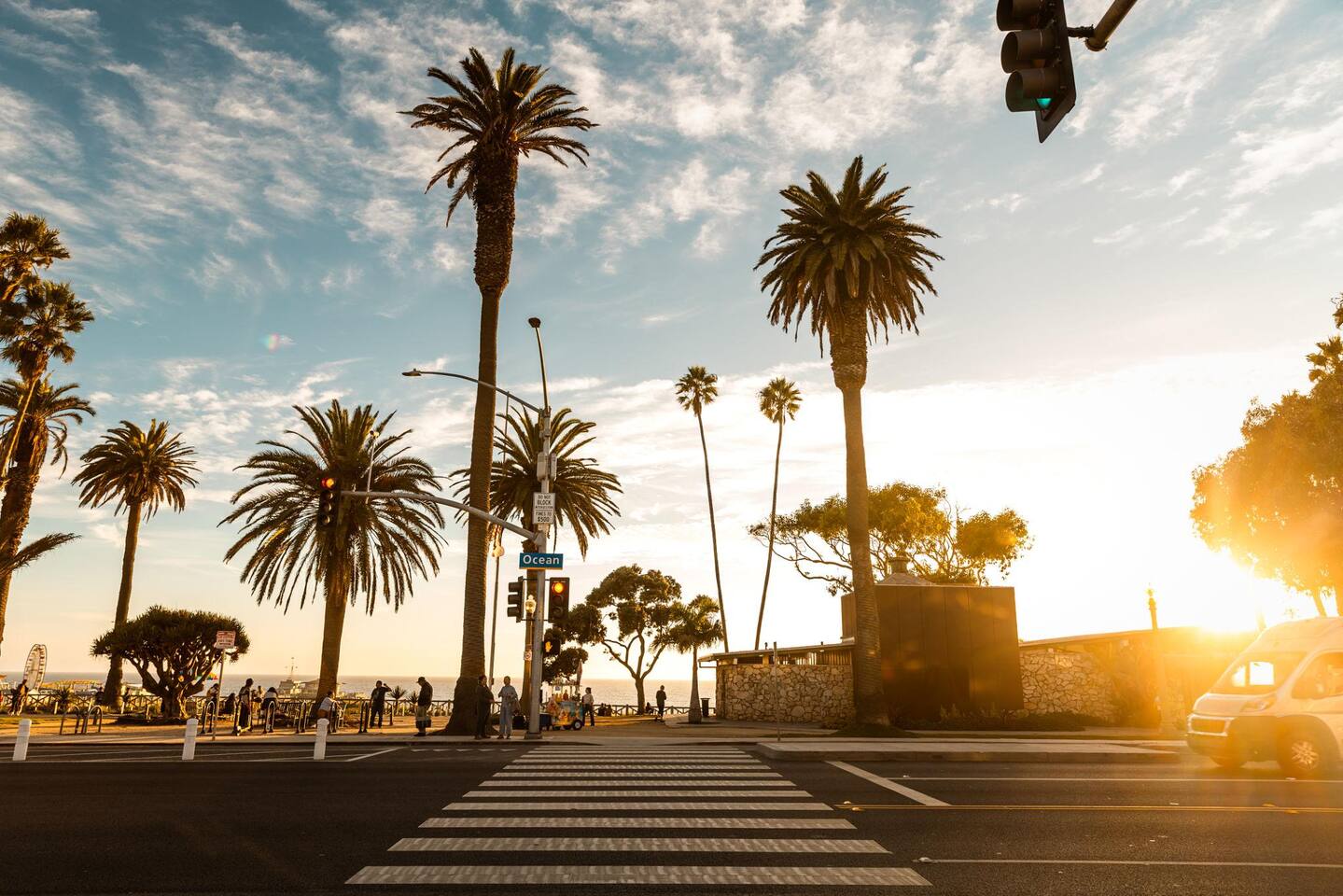 Sunset over the Pacific from Ocean Avenue, Santa Monica