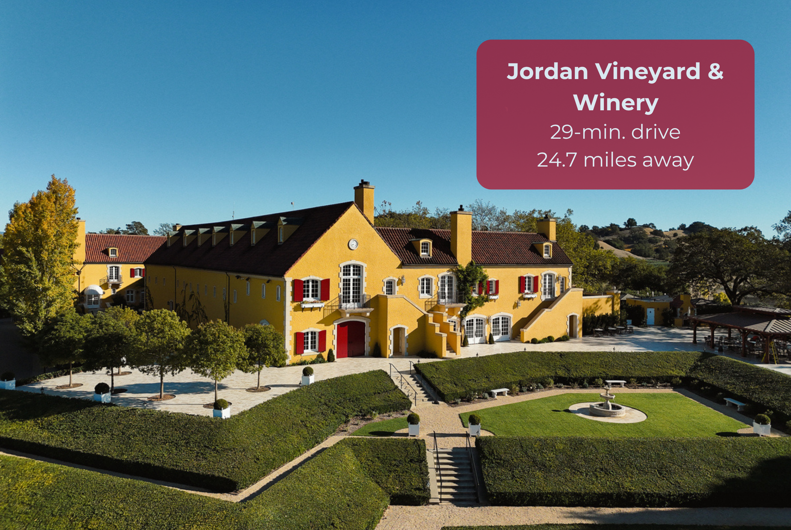 Elegant vineyard estate with manicured grounds and scenic wine-country charm