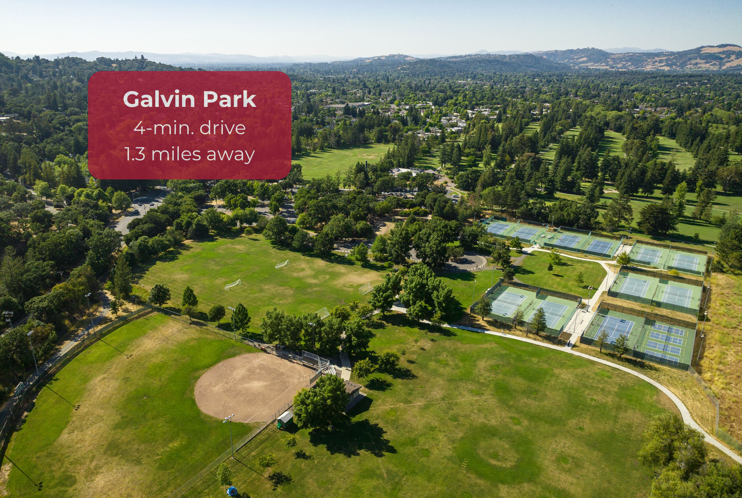 Minutes to Galvin Park with tennis courts, trails, and open green space
