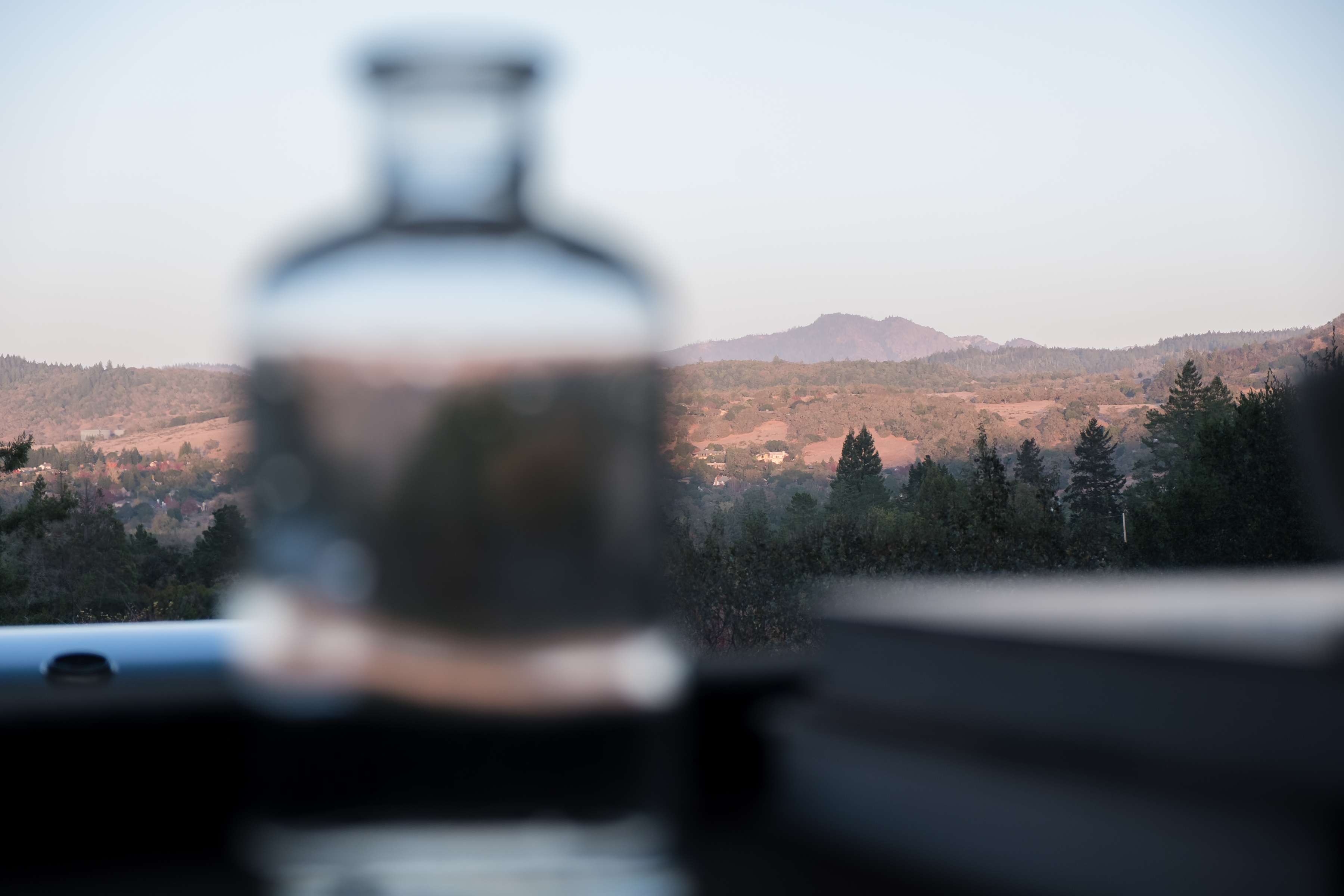 Serene mountain-view outdoor space perfect for relaxing at sunset