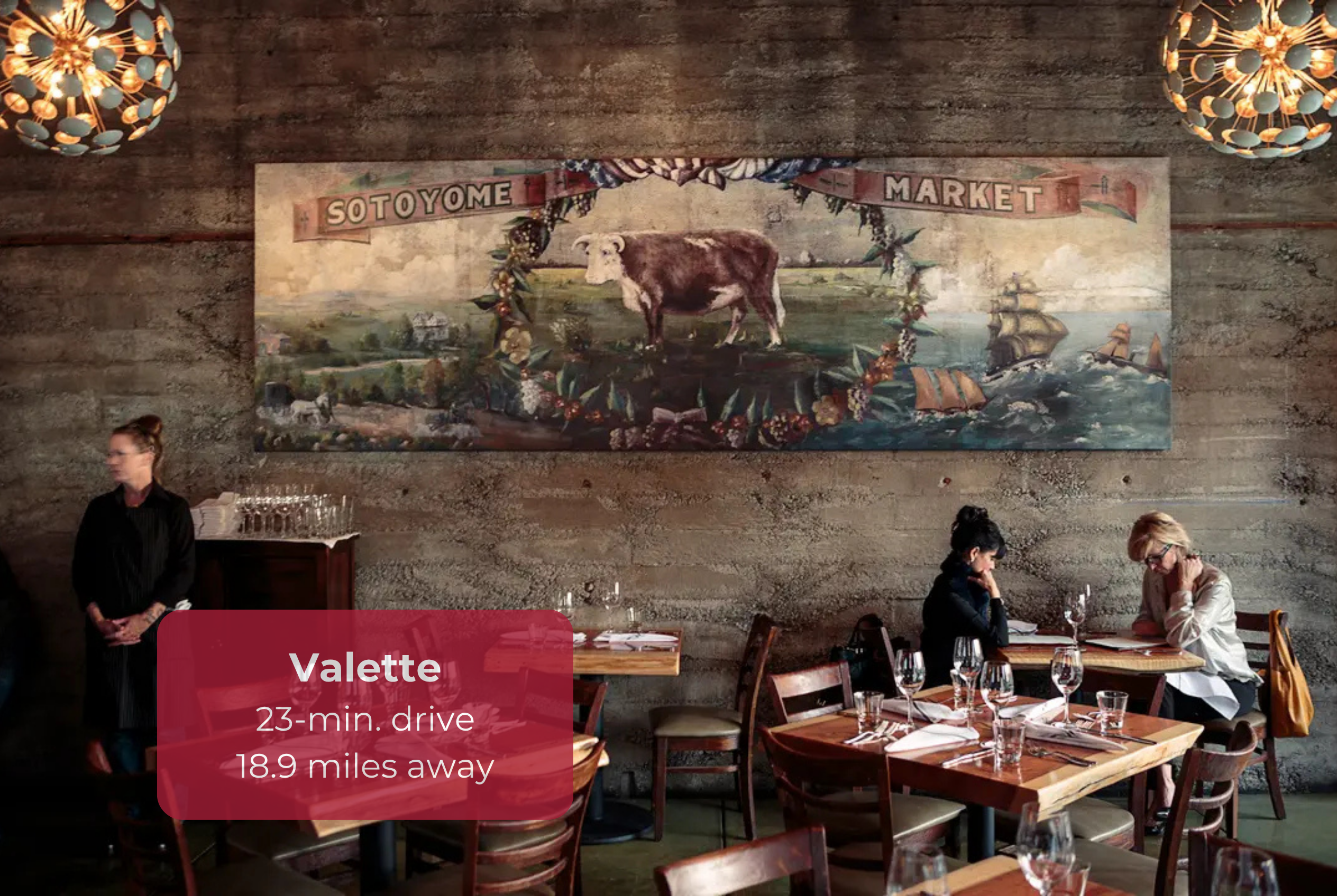 Warm, art-filled dining at Valette just 23 minutes away
