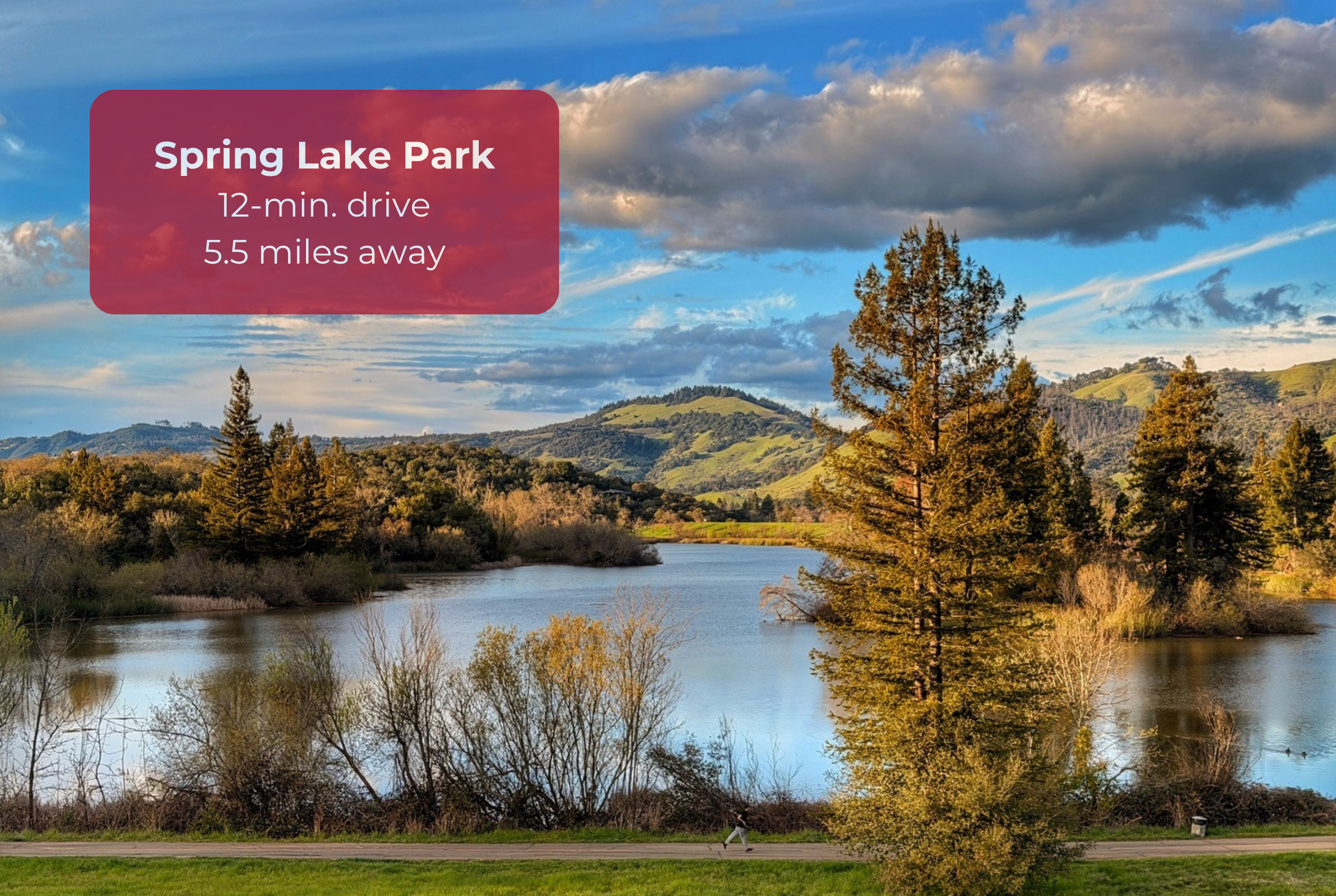 Spring Lake Park just 12 minutes away for scenic lakeside escapes