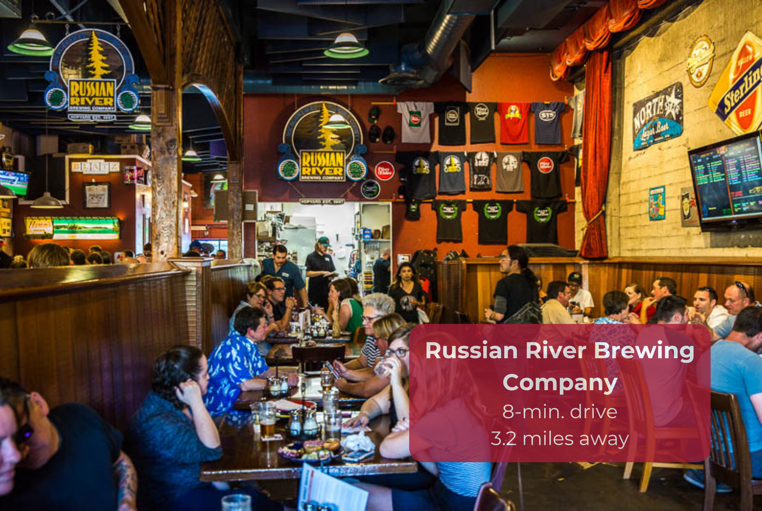 8 minutes to Russian River Brewing—easy access to a local guest favorite