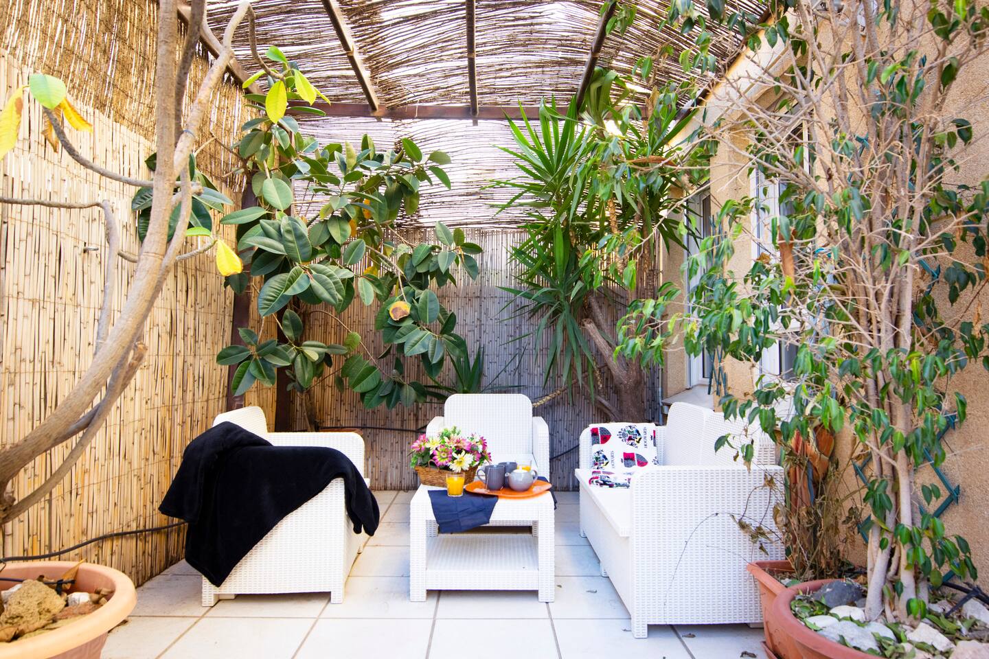 Home with a large private patio near the center