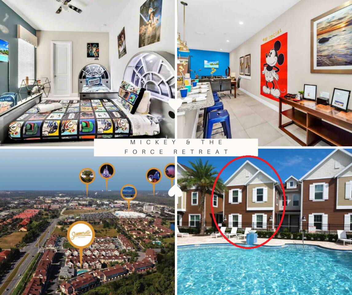 Mickey-StarWars-4BR Poolside Villa 1 mi to Disney